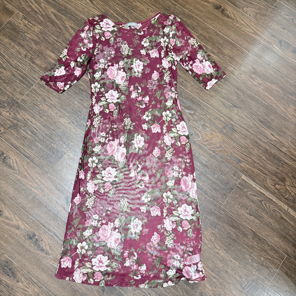 RAGS TO WISHES SHEER FLORAL DRESS